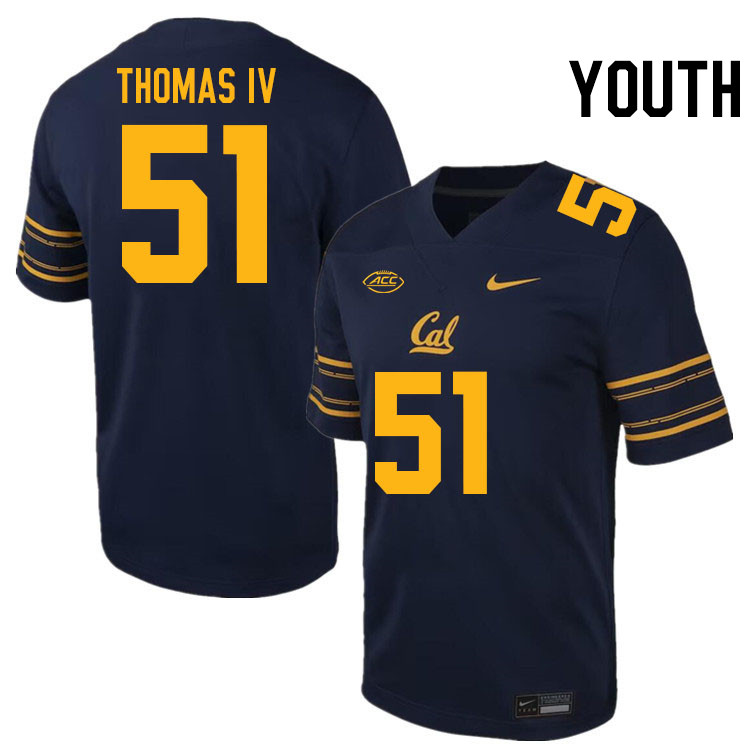 Youth #51 Curlee Thomas IV California Golden Bears ACC Conference College Football Jerseys Stitched